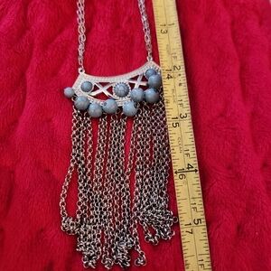 Silver and Gray Fringe Necklace